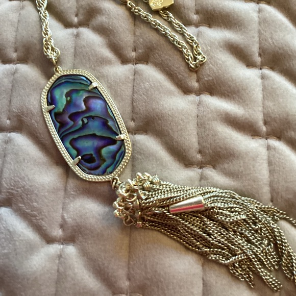 Kendra Scott Gold Necklace with Iridescent Abalone Tassel long Pendant - Picture 6 of 14